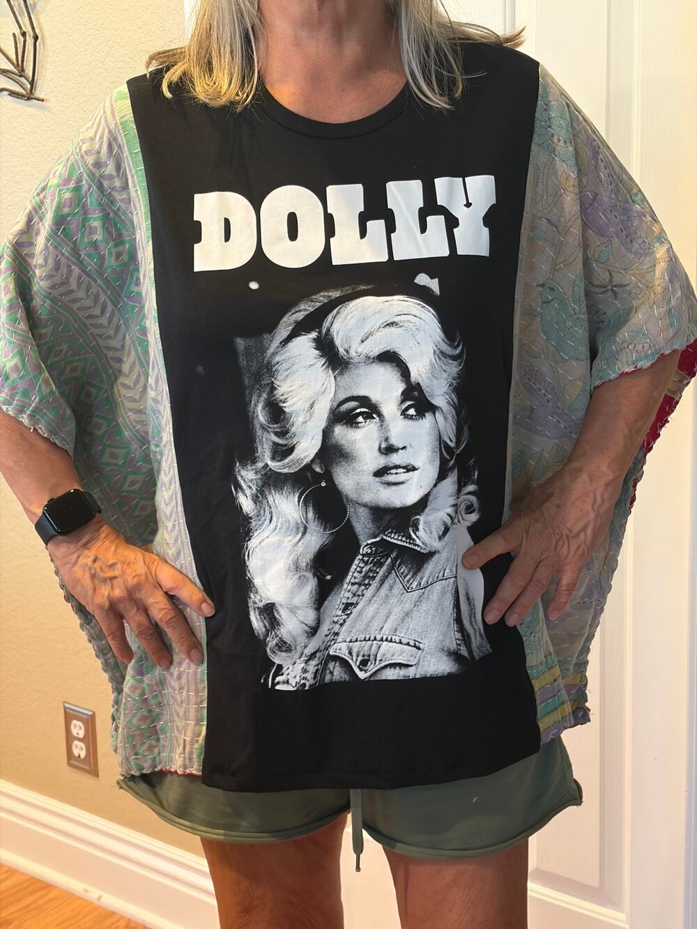 Dolly Parton Upcycled Kantha Tunic Top Shirt OS Handmade Boho
